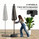 Outsunny Patio Umbrella Base Outdoor Umbrella Stand with Wheels for 1.5"/1.9" Umbrella Poles Black - Image 4