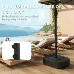 Outsunny Patio Umbrella Base Outdoor Umbrella Stand with Wheels for 1.5"/1.9" Umbrella Poles Black - Image 6