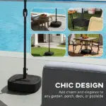 Outsunny Patio Umbrella Base Outdoor Umbrella Stand with Wheels for 1.5"/1.9" Umbrella Poles Black - Image 7