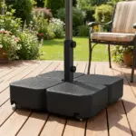 Outsunny Patio Umbrella Base with Wheels Outdoor Umbrella Stand Holder for 1.5"/1.9" Poles Black - Image 2