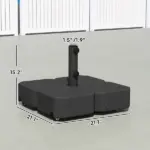 Outsunny Patio Umbrella Base with Wheels Outdoor Umbrella Stand Holder for 1.5"/1.9" Poles Black - Image 3