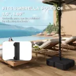 Outsunny Patio Umbrella Base with Wheels Outdoor Umbrella Stand Holder for 1.5"/1.9" Poles Black - Image 6