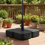 Outsunny Patio Umbrella Base with Wheels Outdoor Umbrella Stand Holder for 1.5"/1.9" Poles Black - Image 9