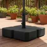 Outsunny Patio Umbrella Base with Wheels Outdoor Umbrella Stand Holder for 1.5"/1.9" Poles Black - Image 10