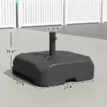 Patio Umbrella Base with Wheels, Telescopic Handle, 158 lb Sand or 99 lb Water Filled Umbrella Stand, Black - Image 3