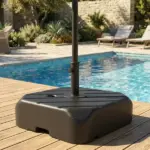 Patio Umbrella Base with Wheels, Telescopic Handle, 158 lb Sand or 99 lb Water Filled Umbrella Stand, Black - Image 8