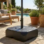 Patio Umbrella Base with Wheels, Telescopic Handle, 158 lb Sand or 99 lb Water Filled Umbrella Stand, Black - Image 9