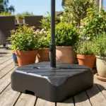 Patio Umbrella Base with Wheels, Telescopic Handle, 158 lb Sand or 99 lb Water Filled Umbrella Stand, Black - Image 10