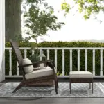 Outsunny Patio Wicker Adirondack Chair with Ottoman, Cream White Cushions, High-Back and Large Seat, Outdoor Fire Pit Chair, Deck, Garden, Backyard - Image 7
