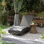 Patio Wicker Chaise Lounge Chair, Outdoor PE Rattan Sun lounger with Adjustable Backrest and 2 Wheels, Gray - Image 2