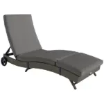 Patio Wicker Chaise Lounge Chair, Outdoor PE Rattan Sun lounger with Adjustable Backrest and 2 Wheels, Gray - Image 11