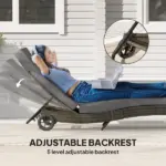 Patio Wicker Chaise Lounge Chair, Outdoor PE Rattan Sun lounger with Adjustable Backrest and 2 Wheels, Gray - Image 5