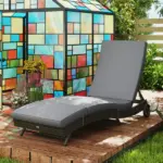 Patio Wicker Chaise Lounge Chair, Outdoor PE Rattan Sun lounger with Adjustable Backrest and 2 Wheels, Gray - Image 10