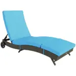 Outsunny Patio Wicker Chaise Lounge Chair, Outdoor PE Rattan Sun lounger with Adjustable Backrest and 2 Wheels, Sky Blue - Image 11