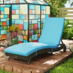 Outsunny Patio Wicker Chaise Lounge Chair, Outdoor PE Rattan Sun lounger with Adjustable Backrest and 2 Wheels, Sky Blue - Image 10