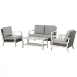 Outsunny 5 Piece Aluminum Patio Furniture Set with PE Rattan Accents Brown and Gray - Image 11