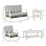 Outsunny 5 Piece Aluminum Patio Furniture Set with PE Rattan Accents Brown and Gray - Image 3