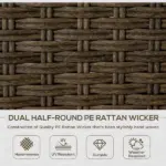 Outsunny 5 Piece Aluminum Patio Furniture Set with PE Rattan Accents Brown and Gray - Image 4