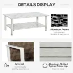 Outsunny 5 Piece Aluminum Patio Furniture Set with PE Rattan Accents Brown and Gray - Image 7