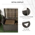 Outsunny Patio Wicker Storage Bench Red 27 Gallon Outdoor PE Rattan Furniture Large Capacity Footstool Rectangle Box - Image 7