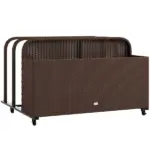 PE Rattan Pool Float Storage Organizer with Wheels, Brown - Image 12