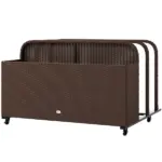 PE Rattan Pool Float Storage Organizer with Wheels, Brown