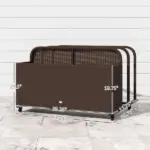 PE Rattan Pool Float Storage Organizer with Wheels, Brown - Image 3
