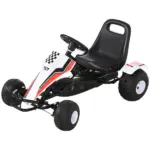 Pedal Go Kart Children Ride on Car Racing Style with Adjustable Seat, Plastic Wheels, Handbrake and Shift Lever, White - Image 11