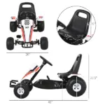 Pedal Go Kart Children Ride on Car Racing Style with Adjustable Seat, Plastic Wheels, Handbrake and Shift Lever, White - Image 3