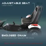 Pedal Go Kart Children Ride on Car Racing Style with Adjustable Seat, Plastic Wheels, Handbrake and Shift Lever, White - Image 4
