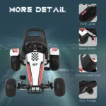 Pedal Go Kart Children Ride on Car Racing Style with Adjustable Seat, Plastic Wheels, Handbrake and Shift Lever, White - Image 5
