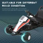 Pedal Go Kart Children Ride on Car Racing Style with Adjustable Seat, Plastic Wheels, Handbrake and Shift Lever, White - Image 6