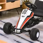 Pedal Go Kart Children Ride on Car Racing Style with Adjustable Seat, Plastic Wheels, Handbrake and Shift Lever, White - Image 9
