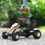 Pedal Go Kart Children Ride on Car Racing Style with Adjustable Seat, Plastic Wheels, Handbrake and Shift Lever, White - Image 10