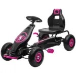 Aosom Pedal Go Kart for Kids 5-12, Durable Ride-On Toy with Rubber Tires Outdoor Play Vehicles, Pink