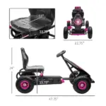 Aosom Pedal Go Kart for Kids 5-12, Durable Ride-On Toy with Rubber Tires Outdoor Play Vehicles, Pink - Image 3