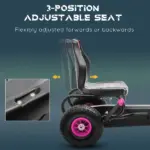 Aosom Pedal Go Kart for Kids 5-12, Durable Ride-On Toy with Rubber Tires Outdoor Play Vehicles, Pink - Image 4