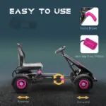Aosom Pedal Go Kart for Kids 5-12, Durable Ride-On Toy with Rubber Tires Outdoor Play Vehicles, Pink - Image 5
