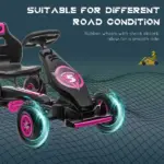 Aosom Pedal Go Kart for Kids 5-12, Durable Ride-On Toy with Rubber Tires Outdoor Play Vehicles, Pink - Image 6