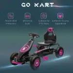 Aosom Pedal Go Kart for Kids 5-12, Durable Ride-On Toy with Rubber Tires Outdoor Play Vehicles, Pink - Image 8