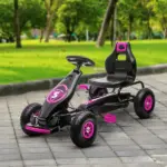 Aosom Pedal Go Kart for Kids 5-12, Durable Ride-On Toy with Rubber Tires Outdoor Play Vehicles, Pink - Image 10