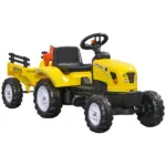 Aosom Pedal Go Kart for Kids, Ride-On Tractor with Back Trailer, Shovel and Rake, Fun Yellow, for 3+ Years - Image 11