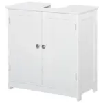 Kleankin Pedestal Sink Cabinet White Bathroom Vanity Storage with U-Shape Cut-Out Adjustable Shelf