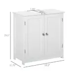 Kleankin Pedestal Sink Cabinet White Bathroom Vanity Storage with U-Shape Cut-Out Adjustable Shelf - Image 3