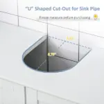 Kleankin Pedestal Sink Cabinet White Bathroom Vanity Storage with U-Shape Cut-Out Adjustable Shelf - Image 4