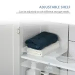 Kleankin Pedestal Sink Cabinet White Bathroom Vanity Storage with U-Shape Cut-Out Adjustable Shelf - Image 6