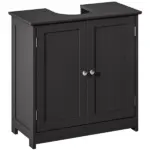 Kleankin Pedestal Sink Storage Cabinet, Bathroom Sink Cabinet with U-Shape Cut-Out and Adjustable Shelf, Black - Image 11