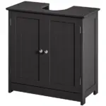 Kleankin Pedestal Sink Storage Cabinet, Bathroom Sink Cabinet with U-Shape Cut-Out and Adjustable Shelf, Black