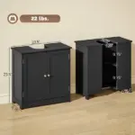 Kleankin Pedestal Sink Storage Cabinet, Bathroom Sink Cabinet with U-Shape Cut-Out and Adjustable Shelf, Black - Image 3