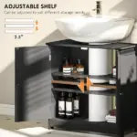 Kleankin Pedestal Sink Storage Cabinet, Bathroom Sink Cabinet with U-Shape Cut-Out and Adjustable Shelf, Black - Image 6
